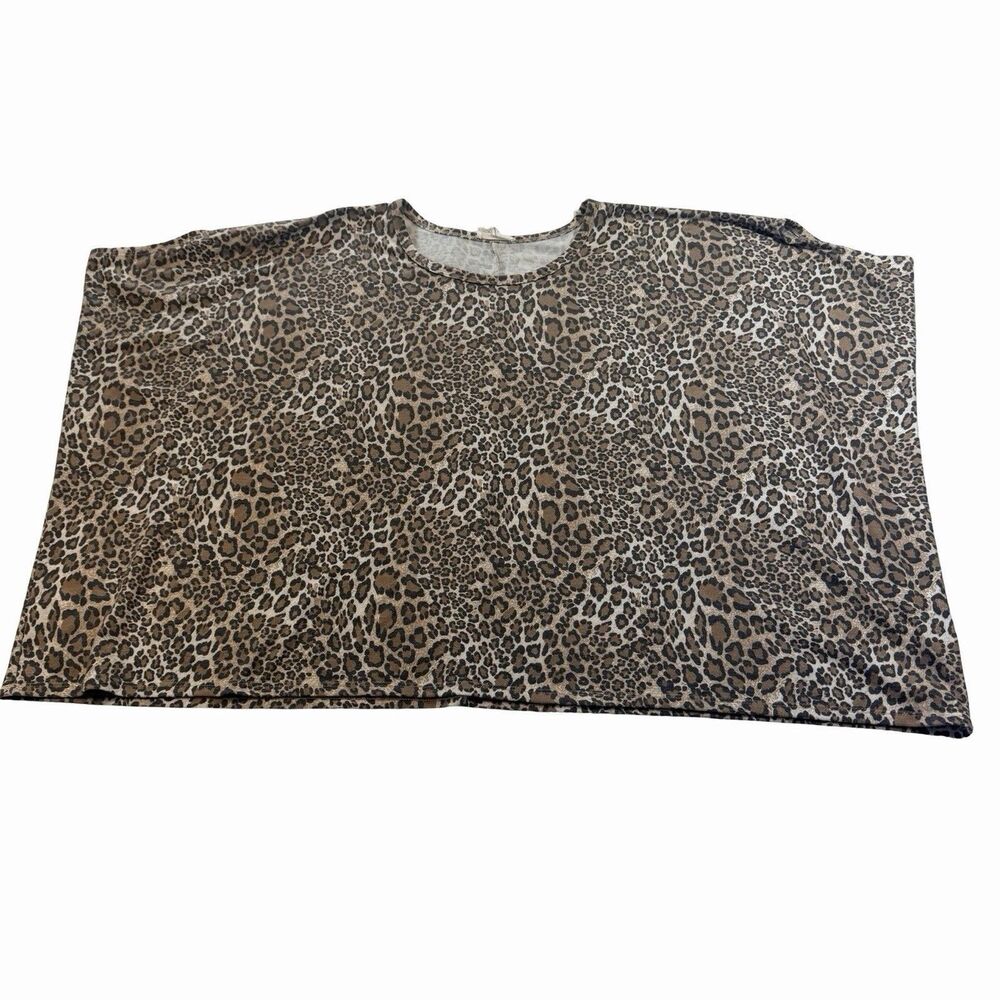Fantastic Fawn Top Women's Small Leopard Animal Print Oversized Lagenlook Blouse